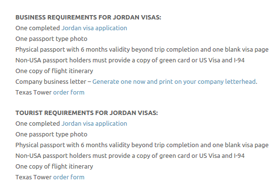 jordan visa application