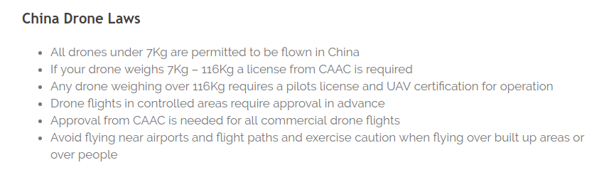 from : https://uavsystemsinternational.com/drone-laws-by-country/china-drone-laws/